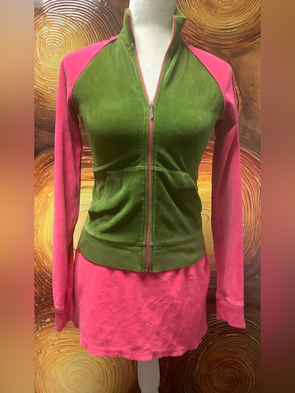 Juicy Couture 90s Zip-Up Velour Jacket Terry Mini Skirt